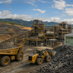 Operação de mineração e processamento de minerais estratégicos em instalação industrial brasileira.